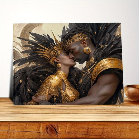 Vintage style African king and queen picture art wall decorationWooden FraCmed - Picture 7 of 7